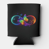 Levendige oneindigheid met regenboogvlinder op zwa blikjeskoeler (Voorkant)