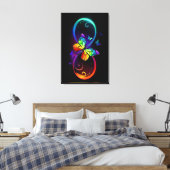 Levendige oneindigheid met regenboogvlinder op zwa canvas afdruk (Insitu (Slaapkamer))