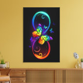 Levendige oneindigheid met regenboogvlinder op zwa canvas afdruk (Insitu (Woonkamer))