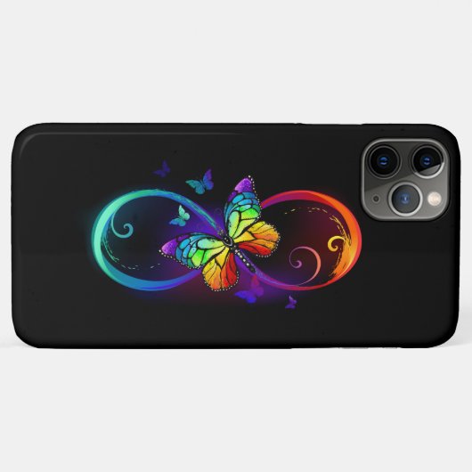 Levendige oneindigheid met regenboogvlinder op zwa Case-Mate iPhone case (Achterkant (horizontaal))