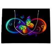 Levendige oneindigheid met regenboogvlinder op zwa groot cadeauzakje (Voorkant)