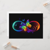 Levendige oneindigheid met regenboogvlinder op zwa kaart (Voorkant / Achterkant in situ)
