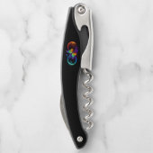 Levendige oneindigheid met regenboogvlinder op zwa kurkentrekker (Achterkant)