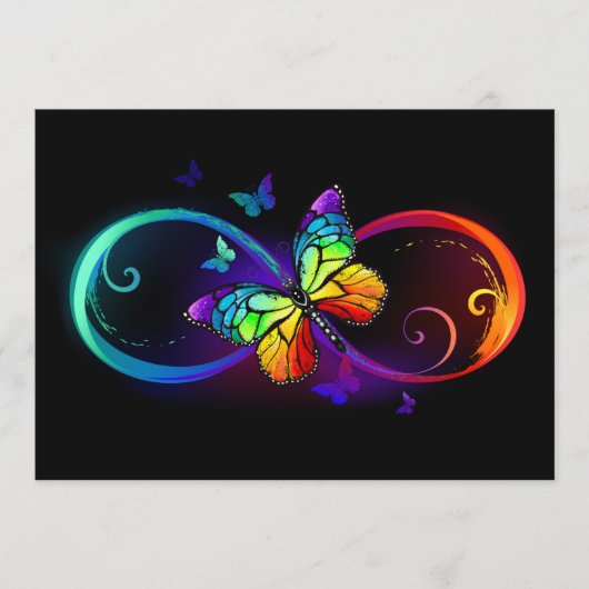Levendige oneindigheid met regenboogvlinder op zwa menu (Voorkant)