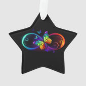 Levendige oneindigheid met regenboogvlinder op zwa ornament (achterkant)