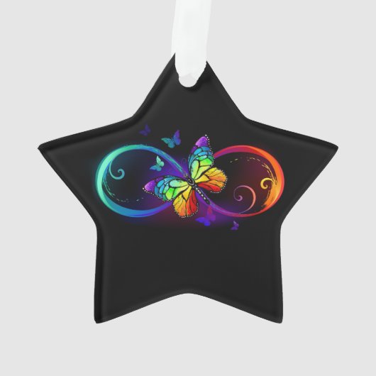 Levendige oneindigheid met regenboogvlinder op zwa ornament (achterkant)