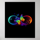 Levendige oneindigheid met regenboogvlinder op zwa poster (Voorkant)