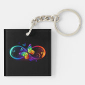 Levendige oneindigheid met regenboogvlinder op zwa sleutelhanger (Achterkant)