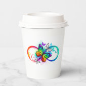 Levendige oneindigheid met regenboogvlinder papieren bekers (Achterkant)