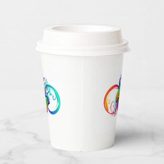 Levendige oneindigheid met regenboogvlinder papieren bekers (Rechts)
