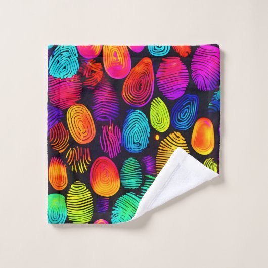 Levendige, op vingerafdrukken geïnspireerde Abstra Bad Handdoek (Wasdoekje)