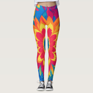 Levendige opvallende modieuze expressieve bloemen leggings
