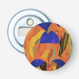 Levendige Oranje Abstracte Knop Button Flesopener