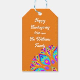 Levendige oranje achtergrond, gepersonaliseerd Gif Cadeaulabel