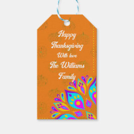 Levendige oranje achtergrond, gepersonaliseerd Gif Cadeaulabel