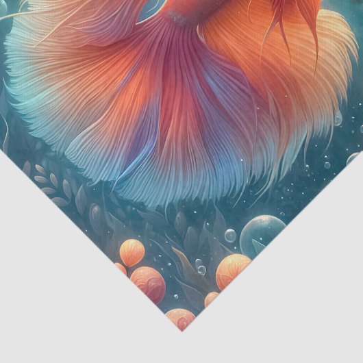 Levendige Oranje Betta Fish Decoupage Tissuepapier (Detail)