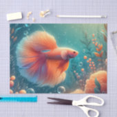 Levendige Oranje Betta Fish Decoupage Tissuepapier (Craft)