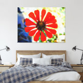 Levendige oranje bloem bloei canvas afdruk (Insitu (Slaapkamer))