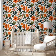 Levendige Oranje Bloemen Lente Bloempatroon