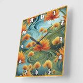 Levendige Oranje bloemen te midden van wervelende Vierkante Klok (Hoek)