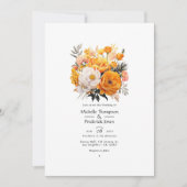 Levendige Oranje bloemenbruiloft uitnodiging (Voorkant)