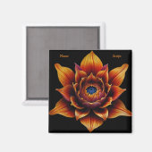 Levendige Oranje bloemenkop Plant Botanische kunst Magneet (Voorkant / Achterkant)