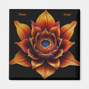 Levendige Oranje bloemenkop Plant Botanische kunst Magneet