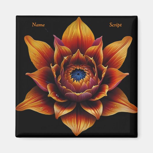 Levendige Oranje bloemenkop Plant Botanische kunst Magneet (Voorkant)