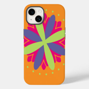 Levendige Oranje Bloemvormen Case-Mate iPhone 14 Hoesje
