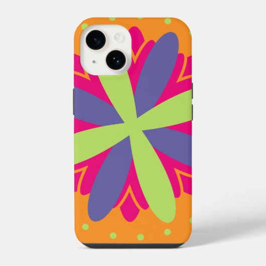 Levendige Oranje Bloemvormen iPhone Hoesje (Achterkant)