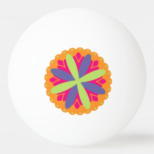 Levendige Oranje Bloemvormen Pingpongbal