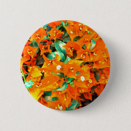 Levendige oranje bougainvillea bloemen ronde button 5,7 cm