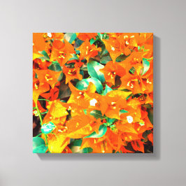 Levendige oranje bougainvilleabloemen canvas afdruk