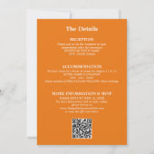 Levendige Oranje bruiloft QR-code RSVP-uitnodiging Kaart (Achterkant)