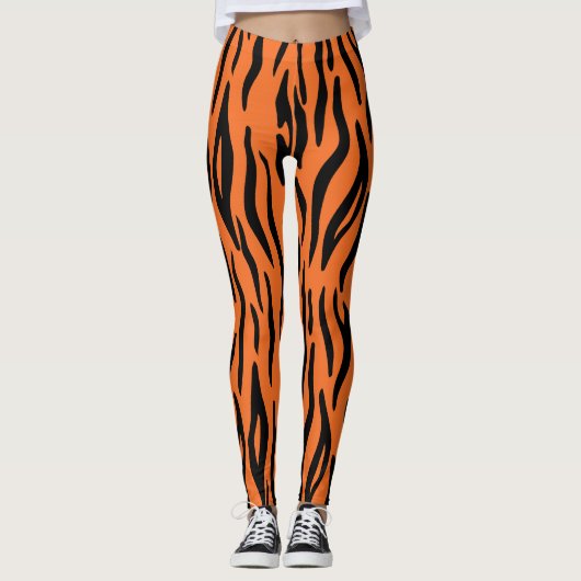 Levendige oranje dierenprint leggings (Voorkant)