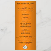 Levendige Oranje Elegante Rozen Bruiloft Programmakaart (Achterkant)