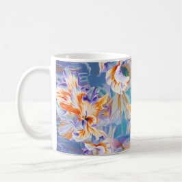 Levendige Oranje en Blauwe Abstracte Bloem Koffiem Koffiemok