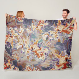 Levendige Oranje en Blauwe Abstracte Bloemendeken Fleece Deken