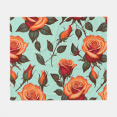 Levendige Oranje En Rode Rozen Fleece Deken (Voorkant (Horizontaal))