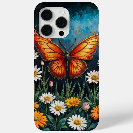Levendige oranje insectenvlinder kamillebloemen Case-Mate iPhone case (Achterkant)