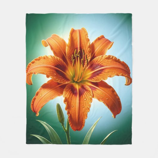Levendige Oranje Lelie Bloei Fleece Deken (Voorkant)