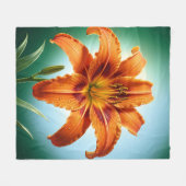 Levendige Oranje Lelie Bloei Fleece Deken (Voorkant (Horizontaal))