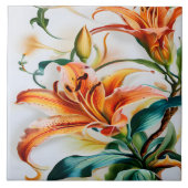 Levendige Oranje lelies in bloei tijdens de lente Tegeltje (Voorkant)