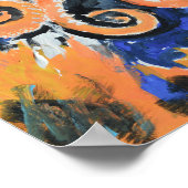 Levendige Oranje Octopus Expressionist Poster (Hoek)
