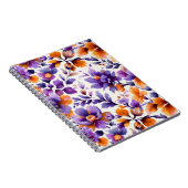 Levendige Oranje & Paarse Bloemen Waterverf | spir Notitieboek (Rechterzijde)