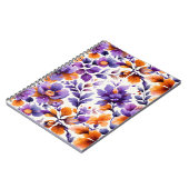 Levendige Oranje & Paarse Bloemen Waterverf | spir Notitieboek (Linkerzijde)