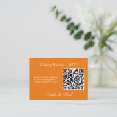 Levendige Oranje QR Code Website RSVP-kaart Informatiekaartje (Staand voorkant)