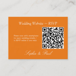 Levendige Oranje QR Code Website RSVP-kaart Informatiekaartje