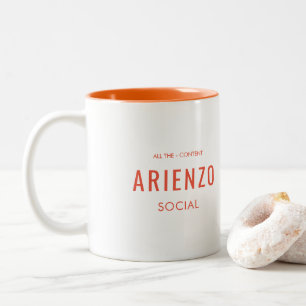 Levendige Oranje Retro Social Media merk Tweekleurige Koffiemok