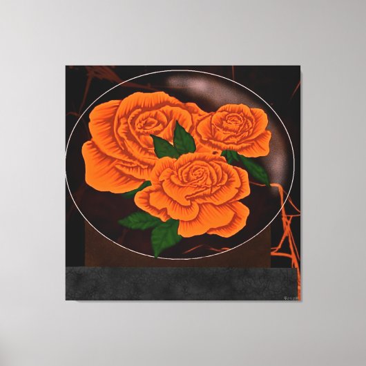 Levendige oranje rozen canvas afdruk (Voorkant)